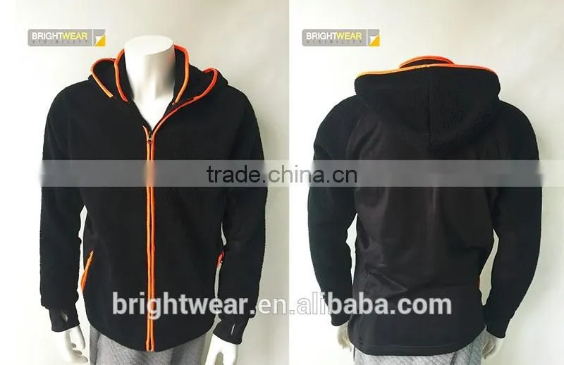 Men's contrast hi vis berber fleece zipper up long sleeve sweatshirt