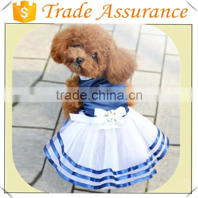 New blue Pet Dog Navy Dress Puppy Dog Cute Dress Costume Chihuahua Clothes