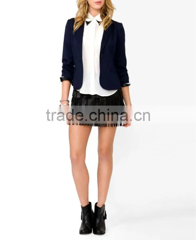 Ruched 3/4 Sleeve Blazer