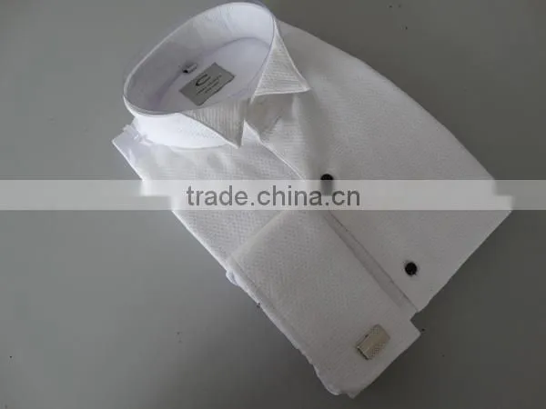 men's washed marcella wing-up collar tuxedo shirt with french cuff and studs