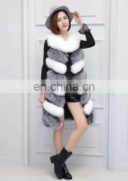 Women Natural Fox Fur Waistcoat Winter Warm Outwear Coat Hot Sale Real Fox Fur Vest