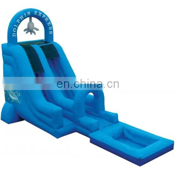 dolphin inflatable water slide with pool ,inflatable slide for water use