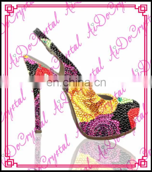 Aidocrystal sexy light pink handmade jewelry fancy open toe ladies' slingback shoes