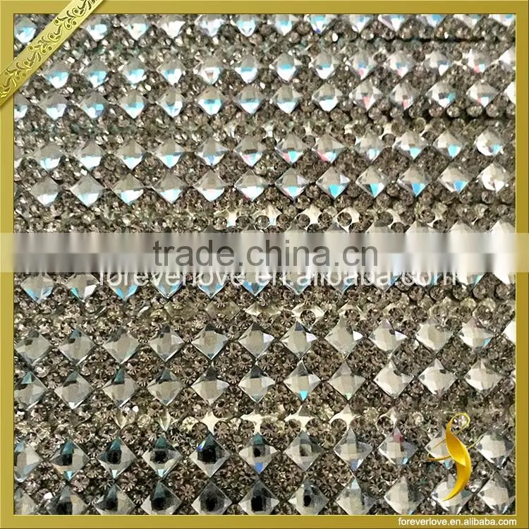 Clear hot fix rhinestone trimming mesh hotfix diamante crystal sheets FRM-200
