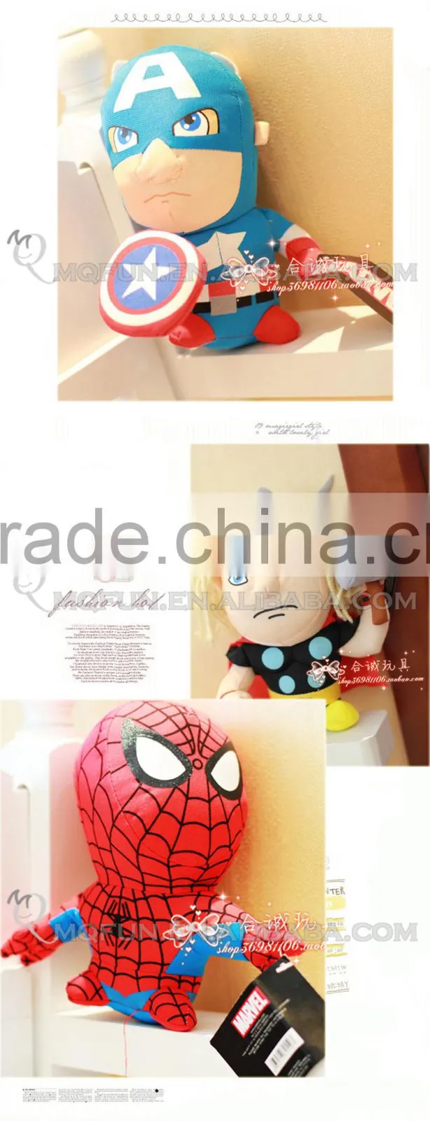 Mini Qute 18-20cm 5 style marvel avenger captain america Thor superman dolls plush toys NO.MQ 053