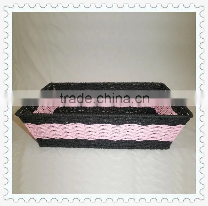 2013 woven rectangular paper rope storage basket
