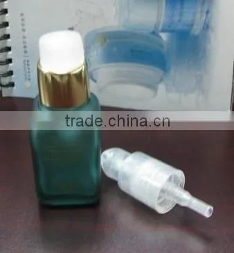 15ml 30ml 50ml green frosted square glass bottle with lotion pump