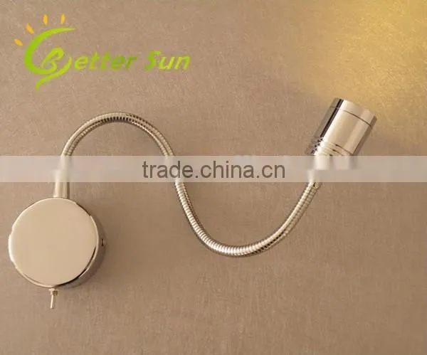 3W Chrome Color With Switch Small LED Wall Light for Bed Reading