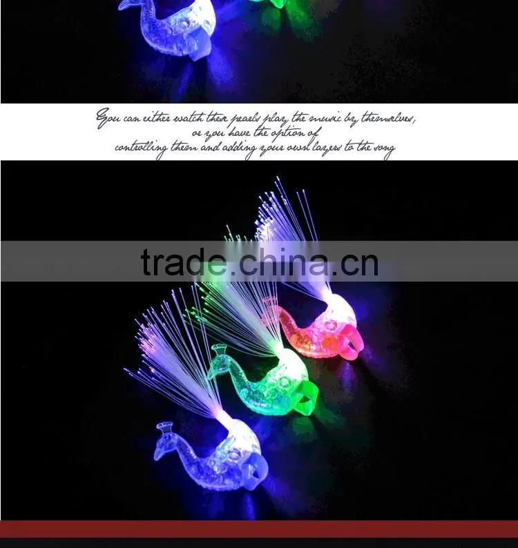 Custom Design Peacock Finger Ring,Led Finger Light, Fiber Optic Light Party Decoration
