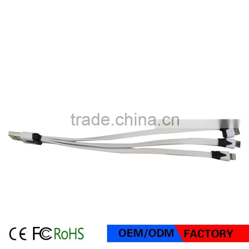 30CM 4 in 1 Flat Noodle USB Cable Data Sync Charger Micro usb Cable for Smart Phone