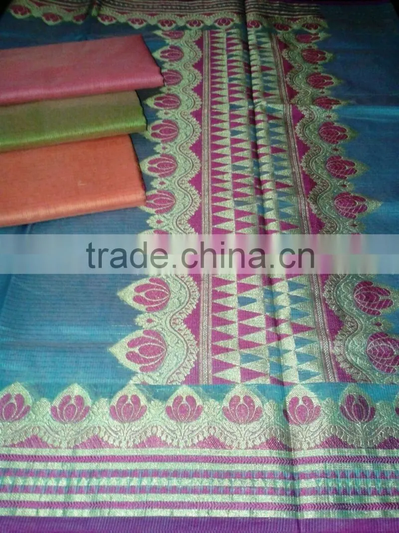fancy plain saree with border and pallu