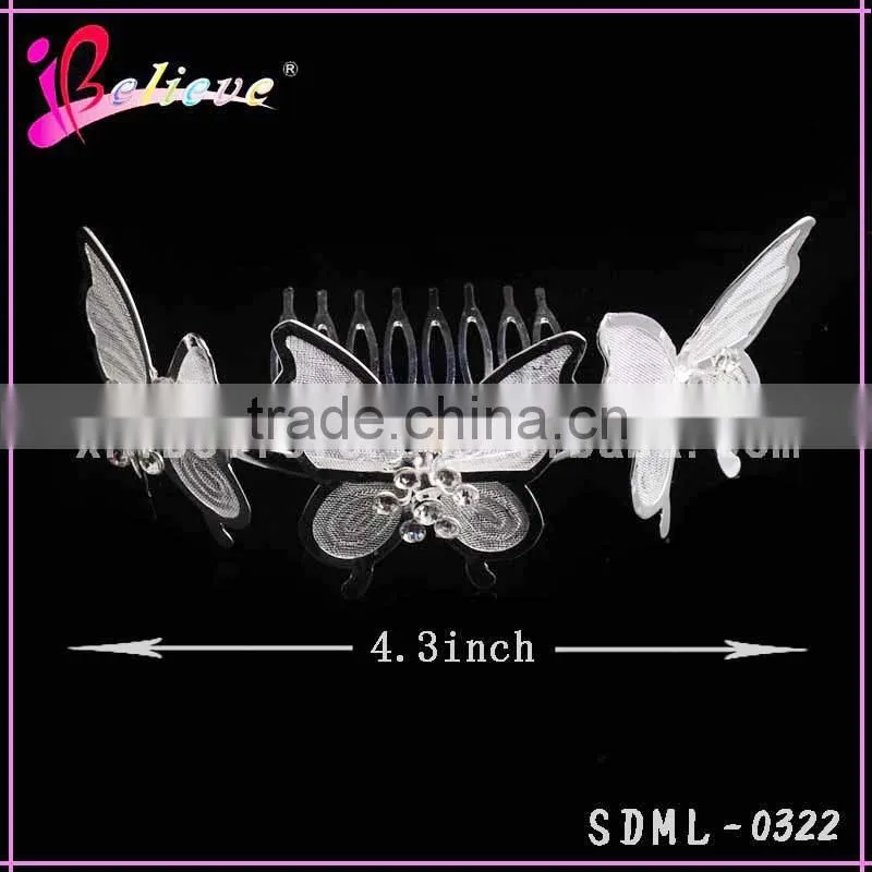 Chinese manufacturer metal butterfly hair jewelry wholesale hair comb butterfly hair accessories