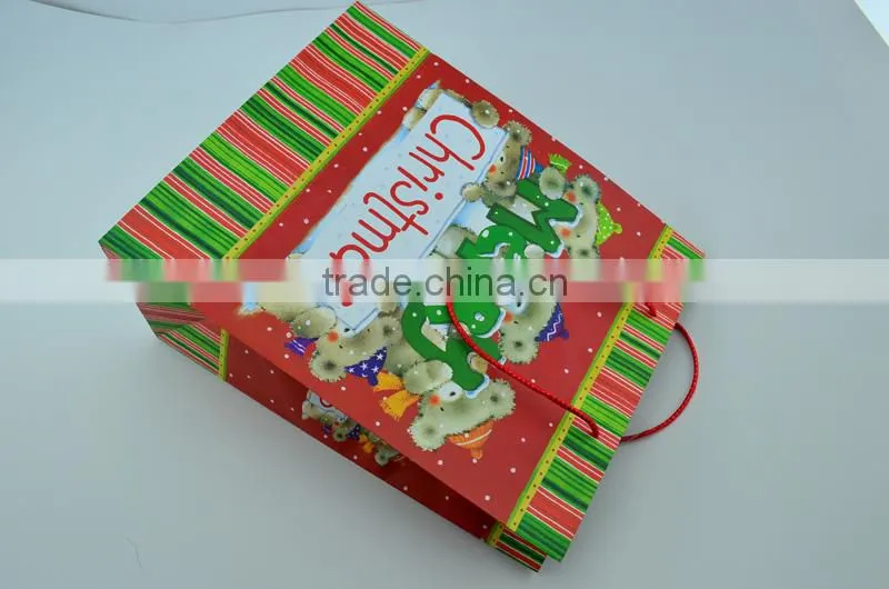 Eco-friendly bio bear pattern paper disposable shopping bags