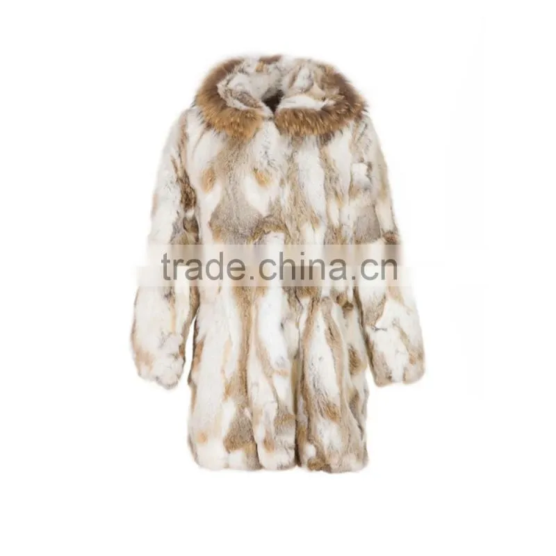QD5947 Newly Design Special Fur Styles With Raccoon Collar 2016 Knit Rabbit Fur Coats Girls