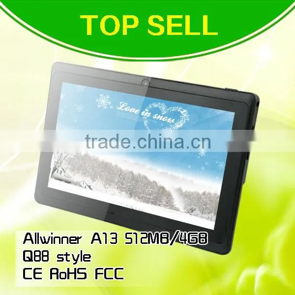 top sell Allwinner A13 7 inch capacitive touchscreen tablet Android 4.1 with wifi two cameras