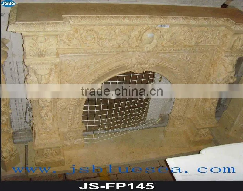 Indoor white marble fireplace design