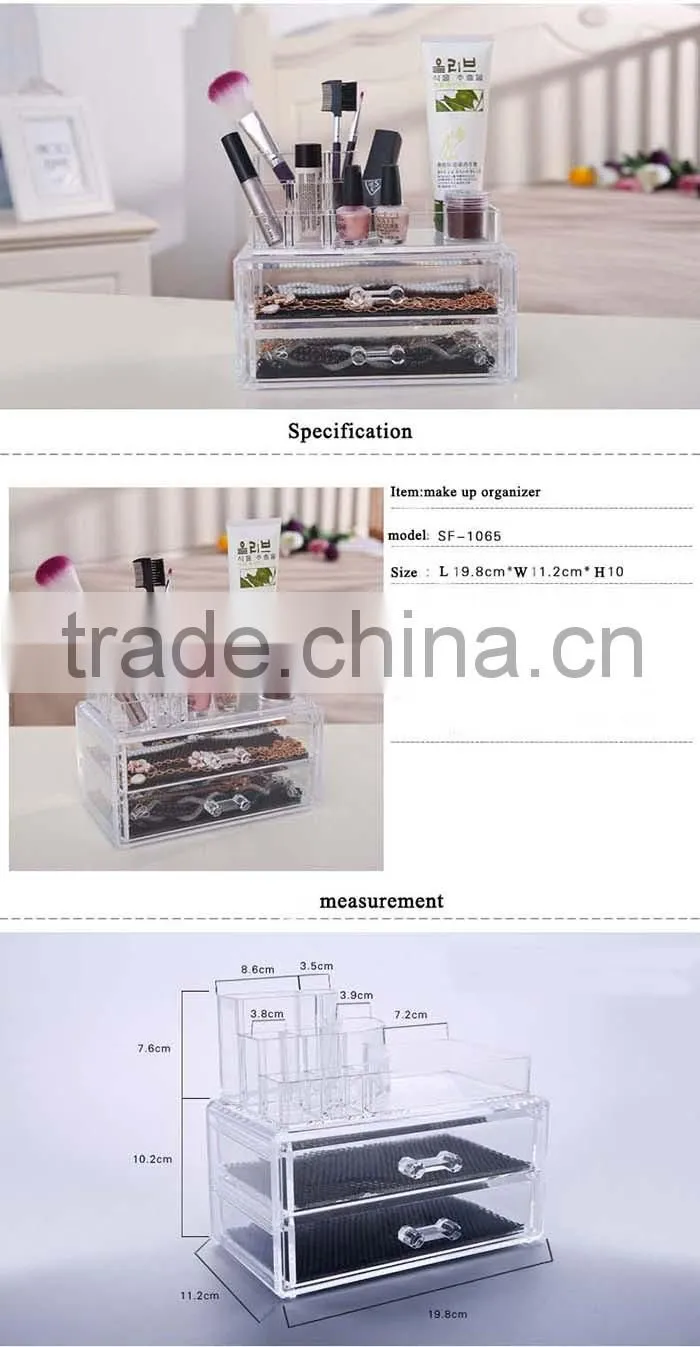 custom made acrylic make up display organizer wholesale