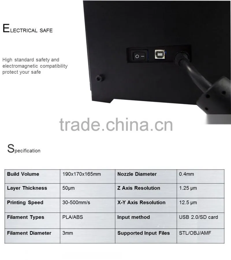 FDM free assembled 3d printers with High resolution