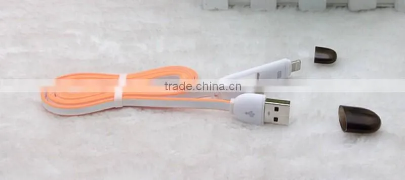 Factory wholesale 2 in 1 Data cable USB charger connector for iphone