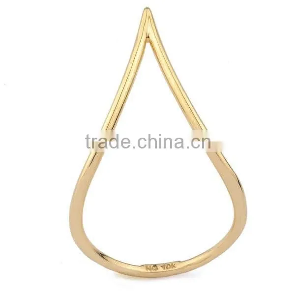 Shiny 18K Gold Over Plated Fashion Single Chevron V Shaped Ring