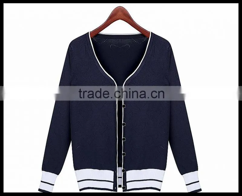 Alibaba China whloesale Lady V-neck preppy style sweater cardigan korean modern fashion