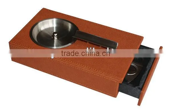 Hot sale cool smokeless brown real leather ashtrays