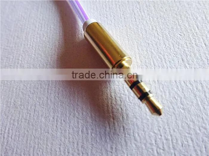 highquality audio /DC3.5MM transparent spring cable with metal connector