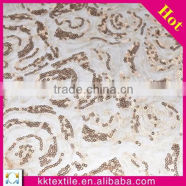2015 new design polyester lace mesh sequin fabric for garments clothing