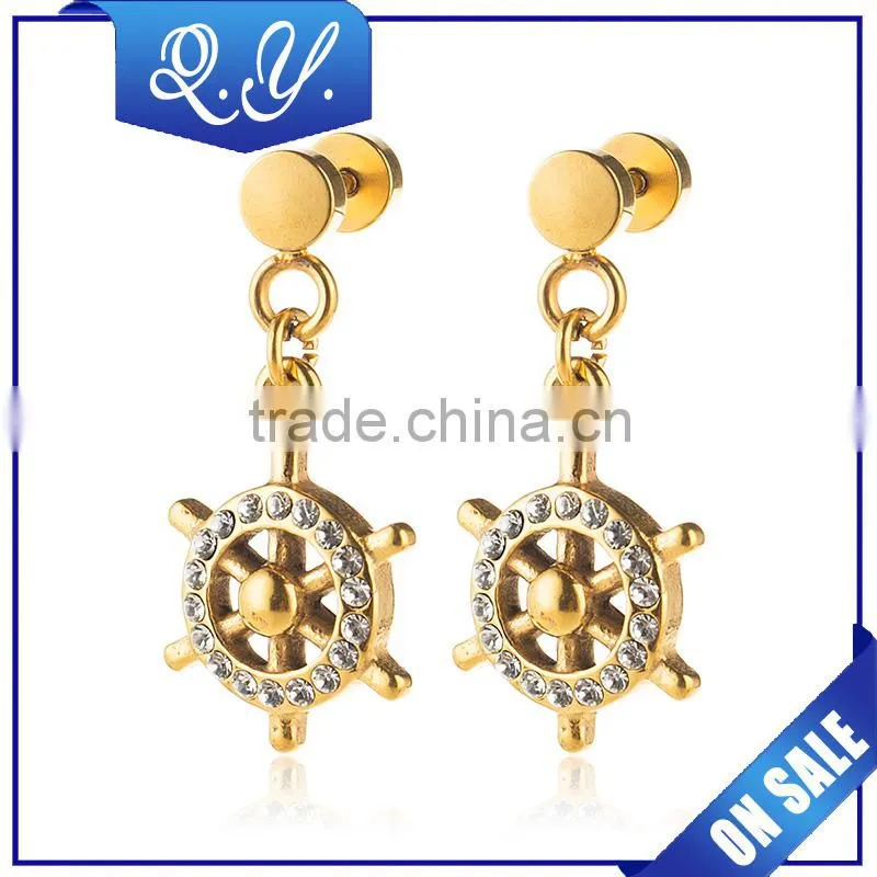 colored surgical zircon studs piercing bow-tie shape ear piercing jewelry