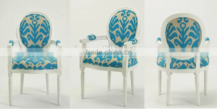 French /European style Louis XV Bule Flower Chenille Fabric wooden Dining Arm chair/Living Leisure chair(CH-904)