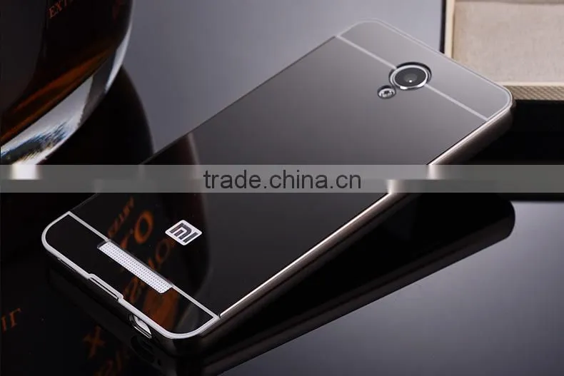 PC Mirror Back Cover Case Cell Phone Case Aluminum Metal Bumper Case For Xiaomi For Redmi Note 2