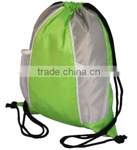 Promotion polyester & mesh drawstring bag backpack for wholesale