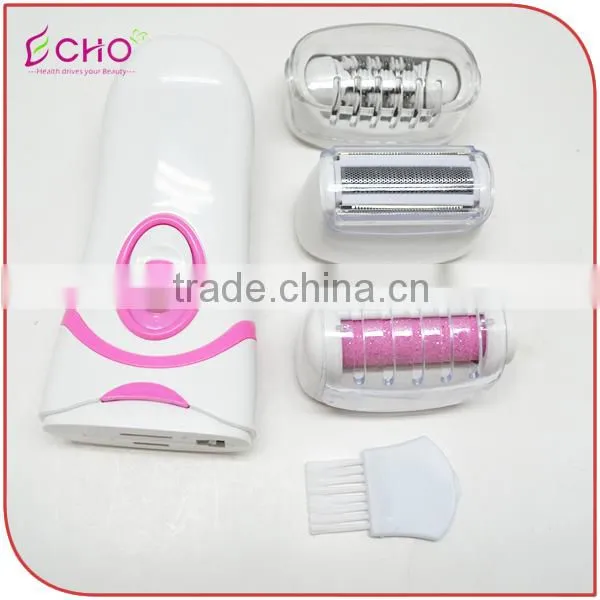 Electric 3 in 1 Lady Shaver Epilator and Pedicure Callous Remover for Skin Care