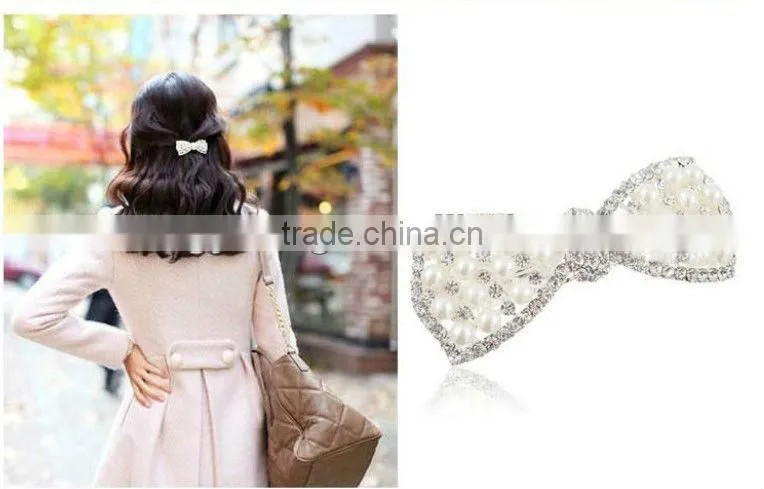 Luxurious rhinestone hair bow with pearl manufacturers Chins supplier BY 1880