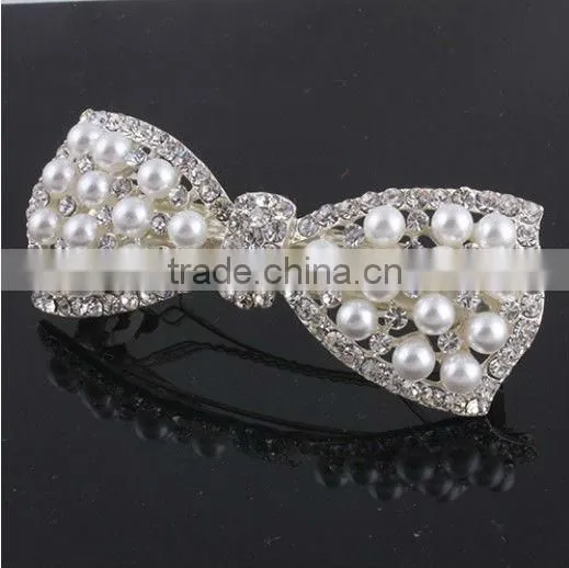 Luxurious rhinestone hair bow with pearl manufacturers Chins supplier BY 1880
