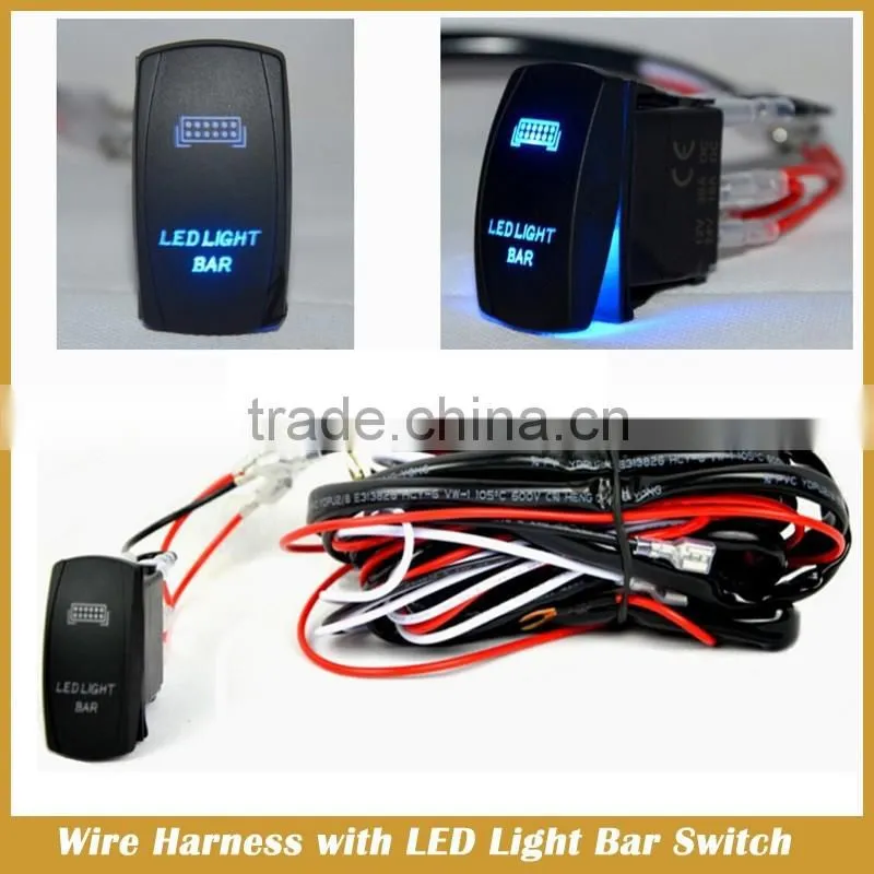 Relay wire harness with LED light bar rocker switch for light bar,fog lamp,working lamp