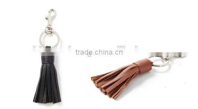 Fashion Jewelry Gift Classic Leather Tassel Key Chain Metal Keyring Women Handbag Accessory