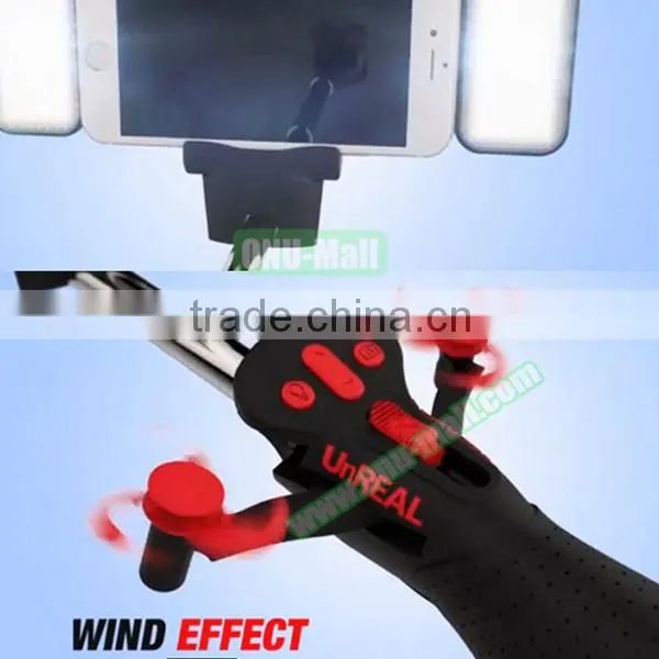 Hot Item Wireless Selfie Stick with Fan, Automated Selfie Stick with LED Light
