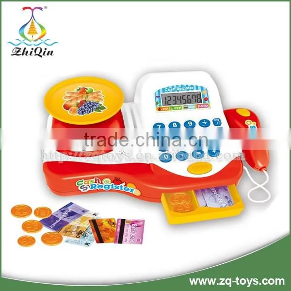 Funny supermarket cashier desk toy preschool toys cash register machine for wholesales