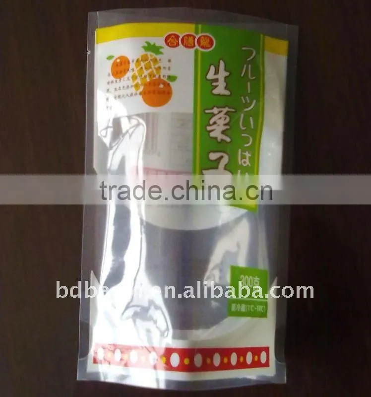 stand up plastic packaging bag for snack with bottom gusset
