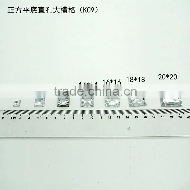 KC9 6*6 8*8 12*12 square flat back sew on acrylic rhinestones for fashion decoration, craft making, garment bags accessories
