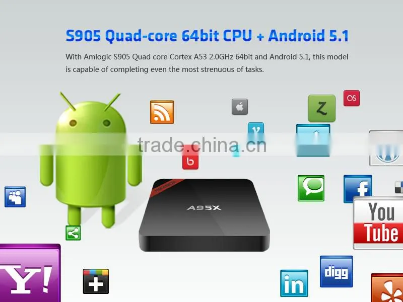 2016 best selling S905 Android 5.1 TV BOX Quad Core Smart TV box A95X NEXBOX with Kodi XBMC fully loaded ott tv box