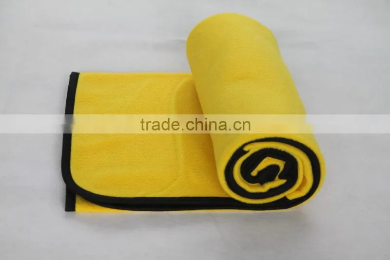 100%Polyester Solid Color Polar Fleece Travel Blanket with Drawstring Bag