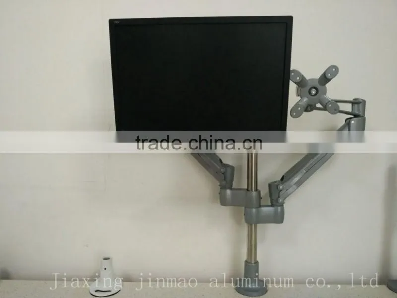 Modern Appearance lcd arm support clamp mount and grommet mount hanging dual monitors screens lcd arm
