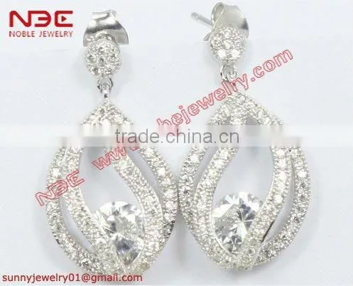 wholesale silver jewelry, micro pave setting silver earring, 2012 fashion earrings