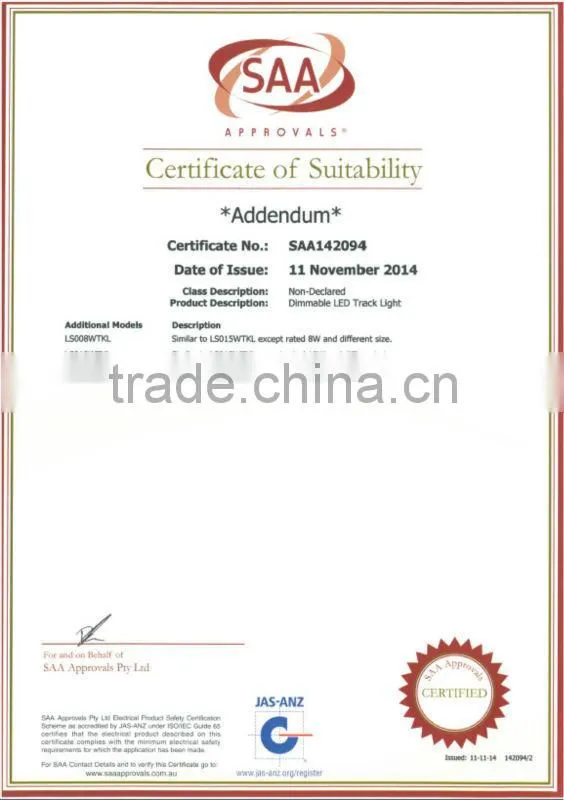 AU standard IC from USA 12w COB LED track light with Rubycon capacitor