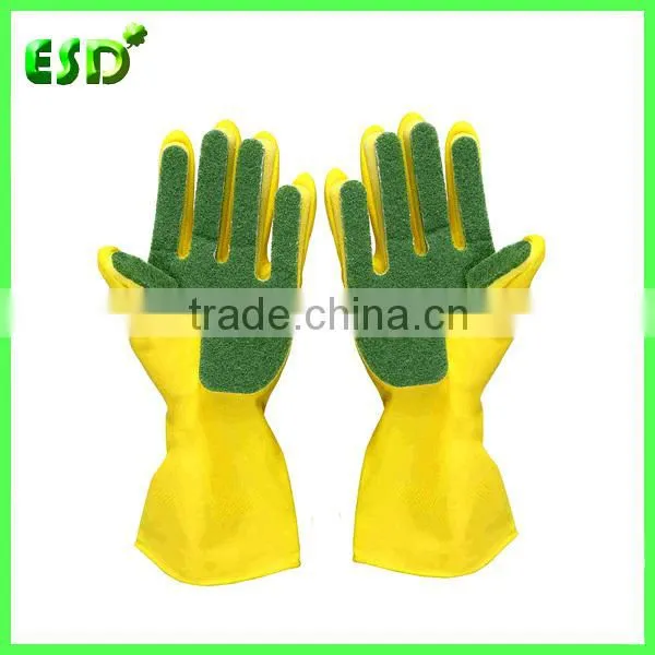cleaning glove with scouring pad