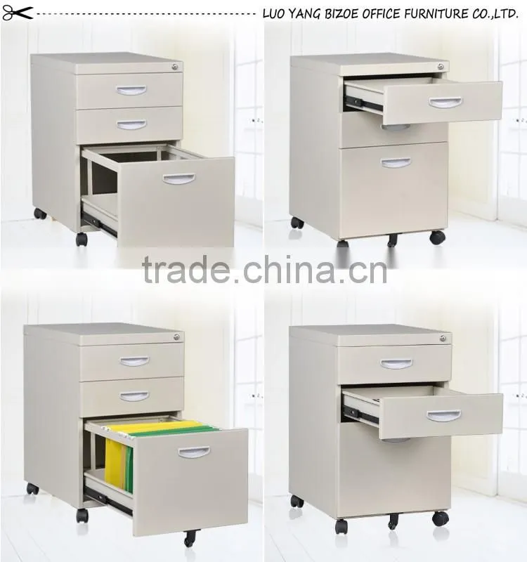 Modern furniture 3 drawer movable metal cabinet/moving filing cabinet