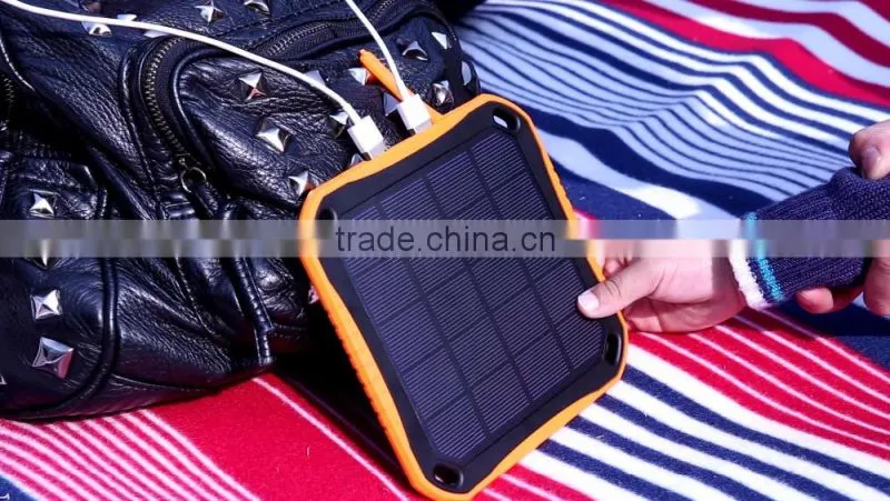 5600mah ultra thin yellow travle bus solar window charger with flashlight