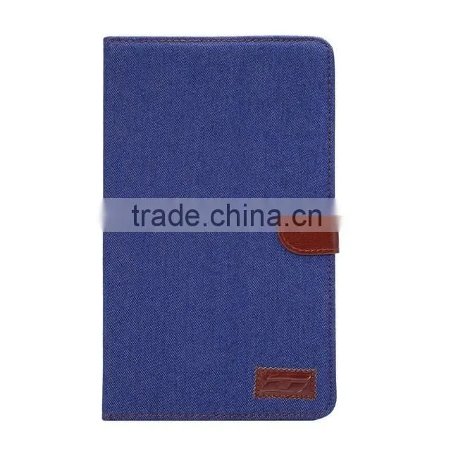 for Samsung Tab E 8.0, Classic design Jeans leather standcase, flip wallet leather case, PU leather tablet case